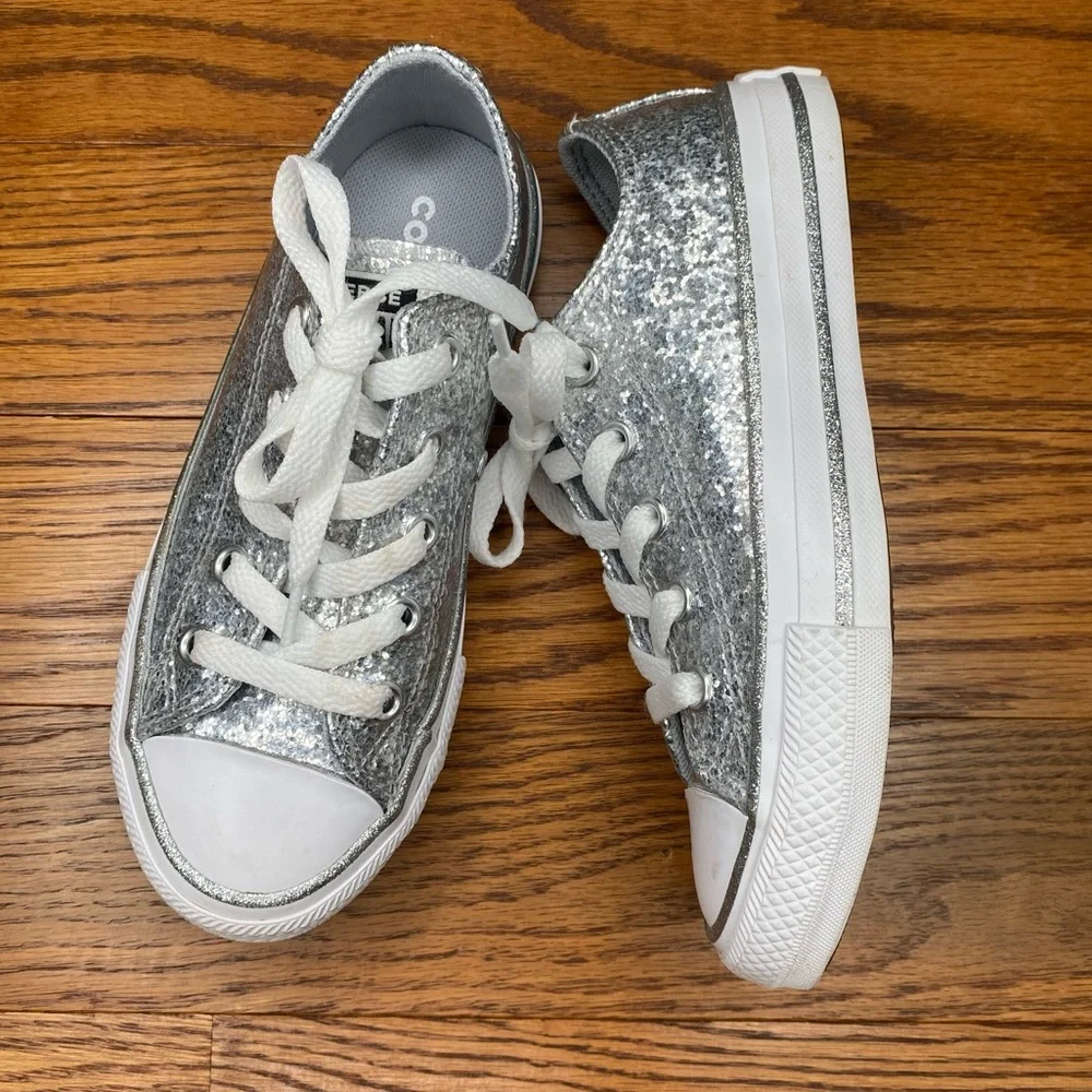Converse Silver Sparkle NWOB size 12